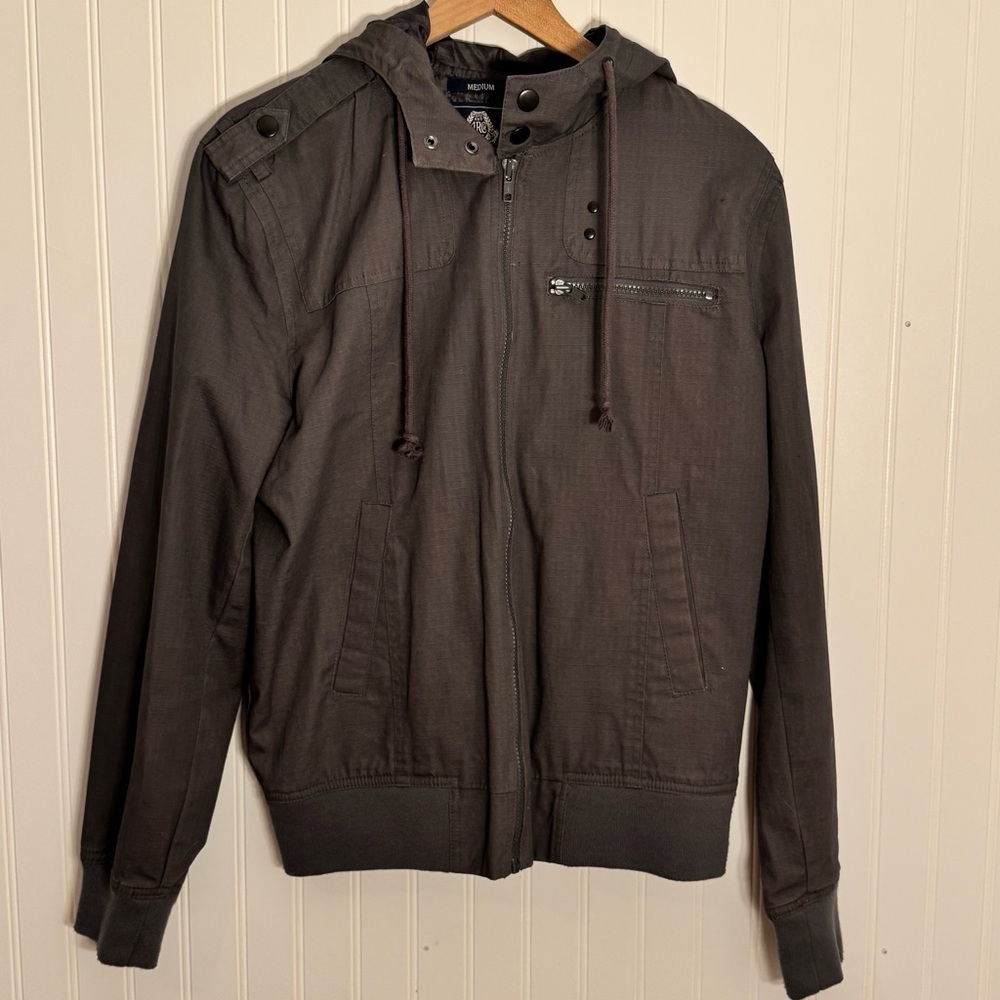 American Rag Men’s Dark Gray 100% Cotton Hooded Jacket Size Medium